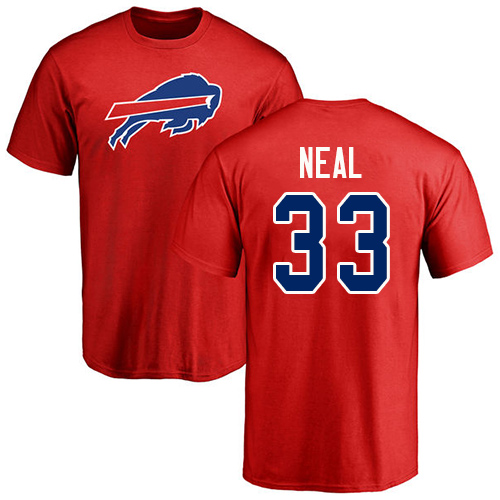 Men NFL Buffalo Bills #33 Siran Neal Red Name and Number Logo T Shirt->buffalo bills->NFL Jersey